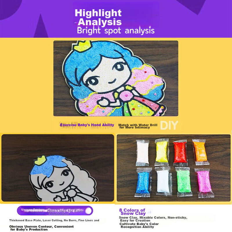 Murcia Snowflake Clay, Wooden Board Painting, Pearl Clay, 3D Sculpting Clay, Chi...