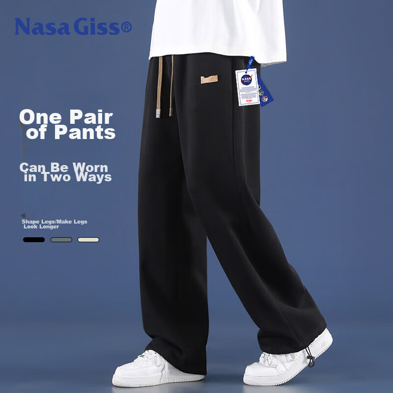 NASA GISS Official Collaboration Casual Pants for Men, Trendy Straight-Leg Loose...
