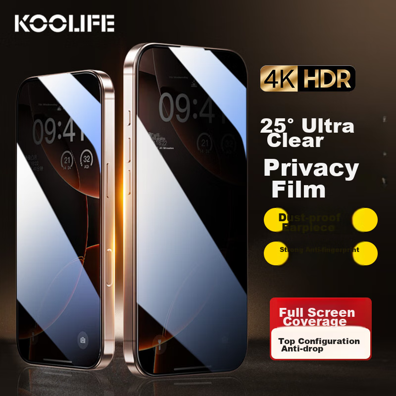 KOOLIFE Compatible with Apple 16 Tempered Glass Screen Protector, Privacy Screen...