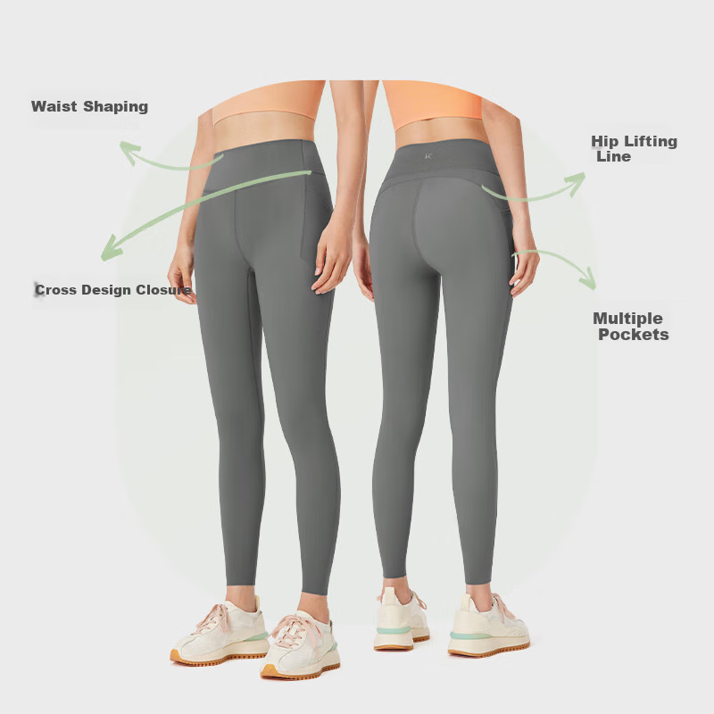 Keep Women's Sharkskin Leggings for Outdoor Sports and Fitness, Slimming High Wa...