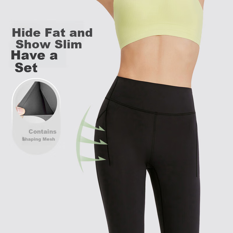 Keep Women's Sharkskin Leggings for Outdoor Sports and Fitness, Slimming High Wa...