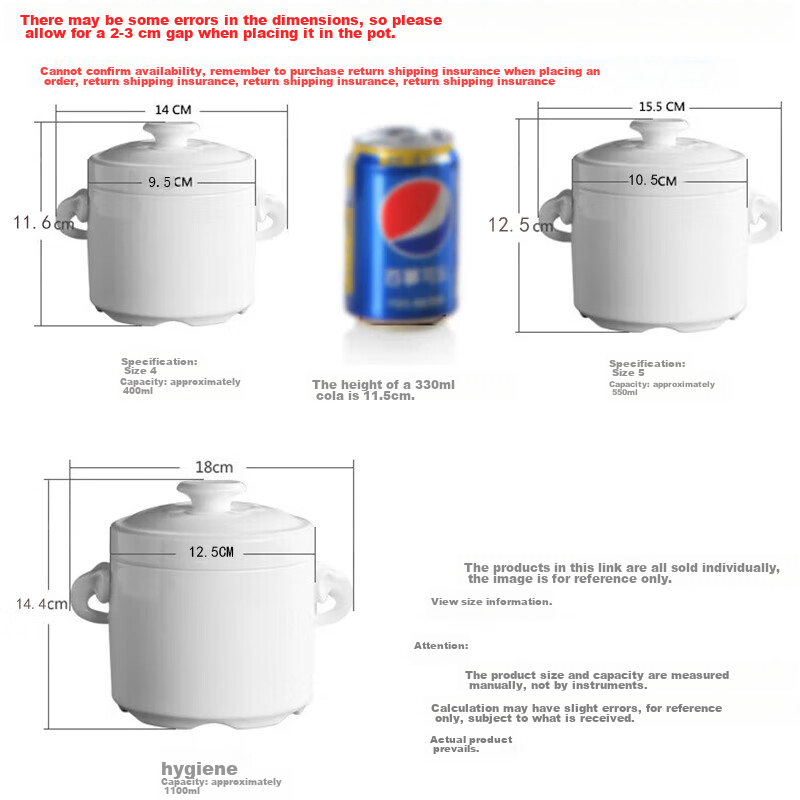 Remec Jinyu Rimei Pure White Double-Lid Double-Ear Ceramic Stew Pot, 1 Piece, 40...