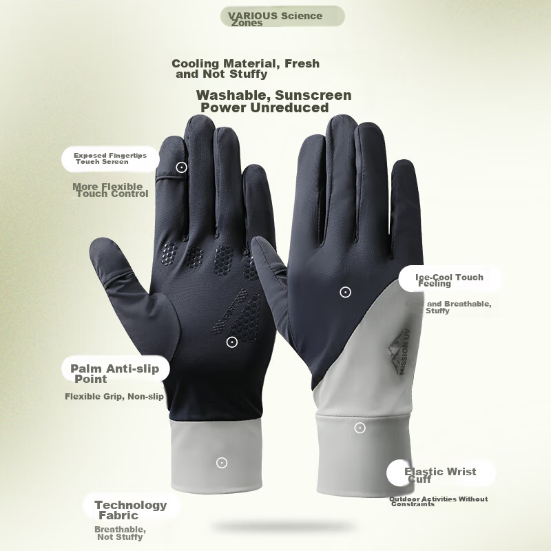 MISSION UV Ice Silk Sun Protection Gloves for Men, Summer Outdoor Driving Cyclin...