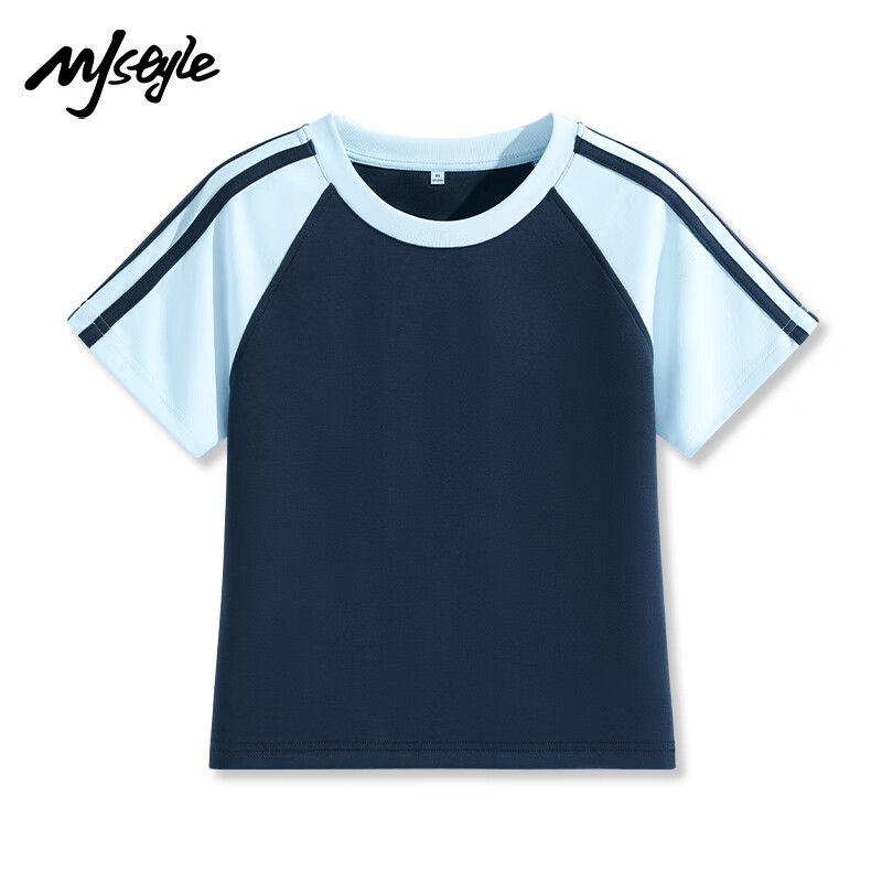 MJ STYLE Color Block Shoulder Patchwork Short Sleeve T-shirt Women's 2025 Spring...