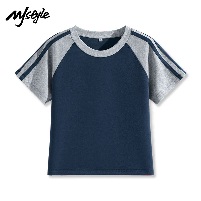 MJ STYLE Color Block Shoulder Patchwork Short Sleeve T-shirt Women's 2025 Spring...