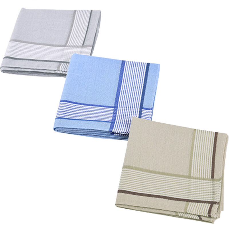 GLO-STORY 3-Pack Cotton Couple's Universal Handkerchief, Light Classic Style, MS...