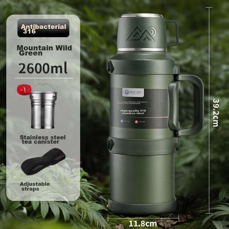 PAKCHOICE Insulated Water Bottle, Large Capacity, 316 Stainless Steel, Outdoor P...