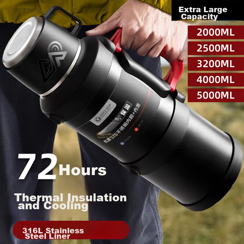 PAKCHOICE Insulated Water Bottle, Large Capacity, 316 Stainless Steel, Outdoor P...