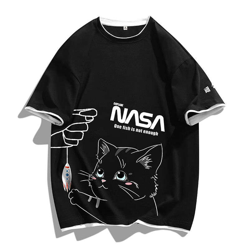 NASA GISS Men's Short Sleeve T-shirt Summer Casual Cartoon Print Loose Fit Round...