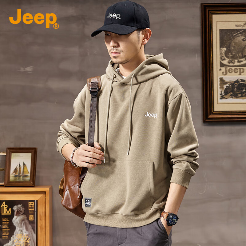 JEEP 2024 Autumn New Men's Hooded Sweatshirt Men's Casual Loose Long Sleeve Pull...