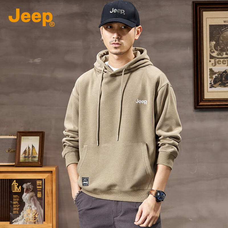 JEEP 2024 Autumn New Men's Hooded Sweatshirt Men's Casual Loose Long Sleeve Pull...