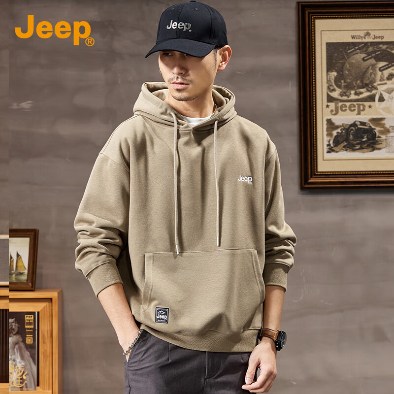 JEEP 2024 Autumn New Men's Hooded Sweatshirt Men's Casual Loose Long Sleeve Pull...