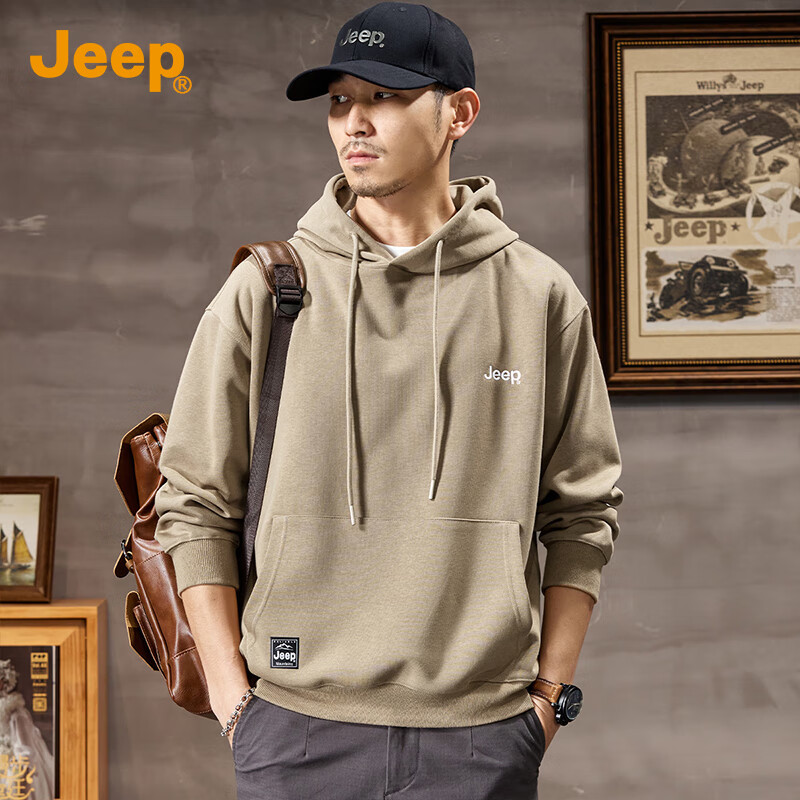 JEEP 2024 Autumn New Men's Hooded Sweatshirt Men's Casual Loose Long Sleeve Pull...