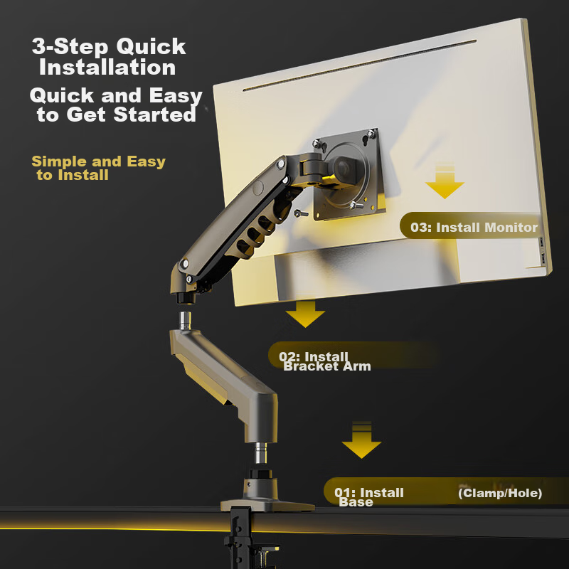 NBF80 Monitor Stand, Computer Stand, Desktop Adjustable Monitor Arm, Rotating Co...