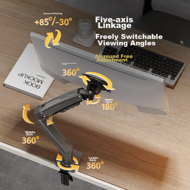 NBF80 Monitor Stand, Computer Stand, Desktop Adjustable Monitor Arm, Rotating Co...