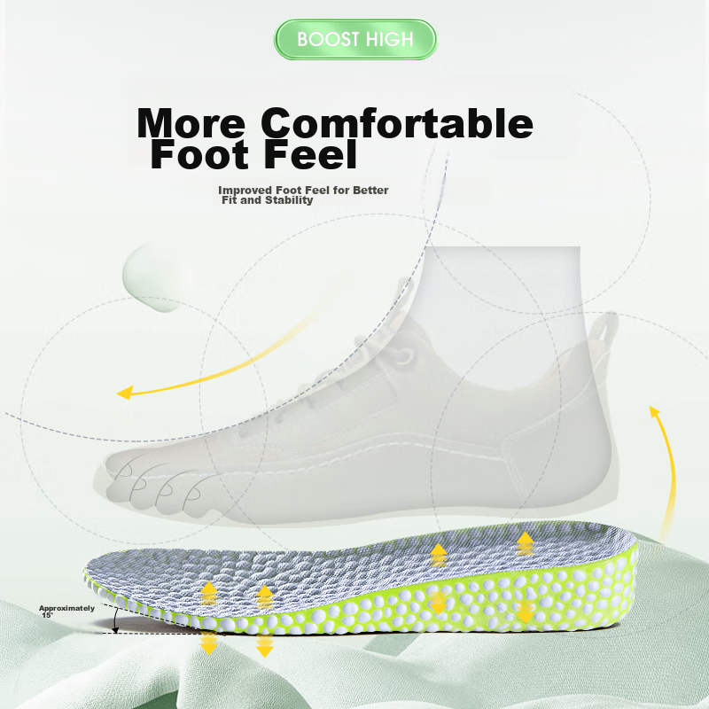 IQGD Insoles for Height Increase, Men's Sports Invisible Height-Increasing Insol...