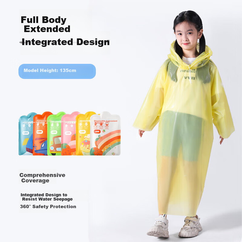 Right Away Disposable Children's Raincoat Thickened Long Full Body Raincoat Port...