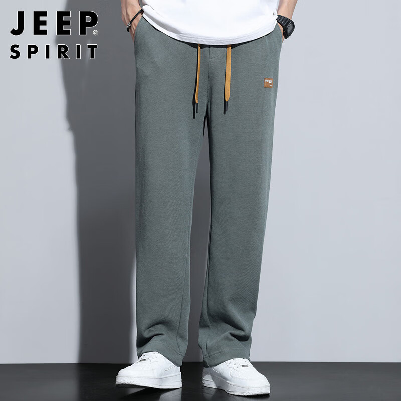 JEEP SPIRIT Men's Casual Pants Autumn and Winter Straight Wide Leg Pants Thicken...
