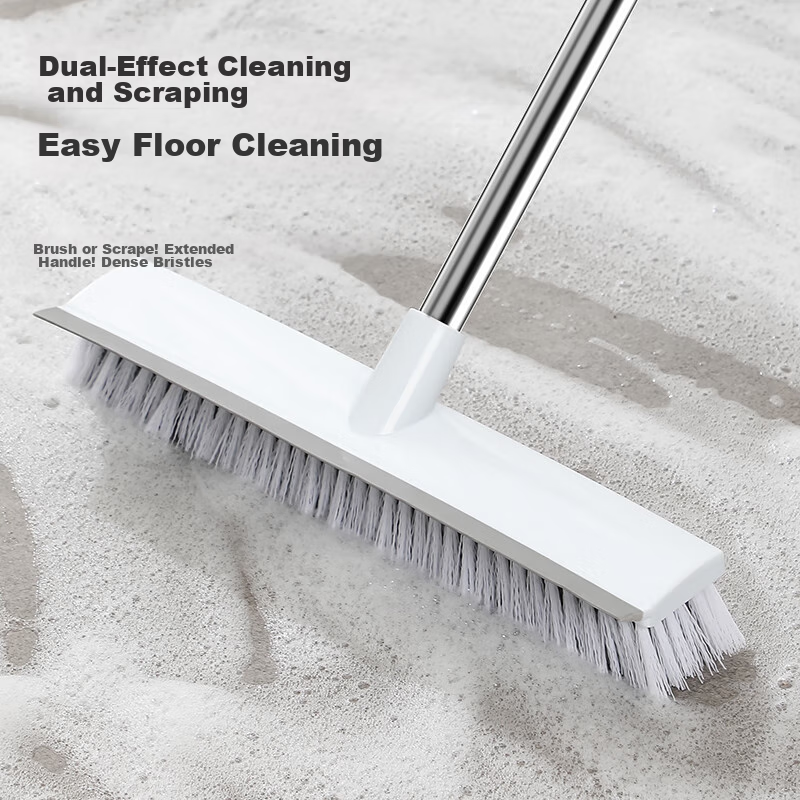 LYNN Long Handle Floor Brush, 2-In Floor Scrubber And Water Squeegee, Bathroom C...