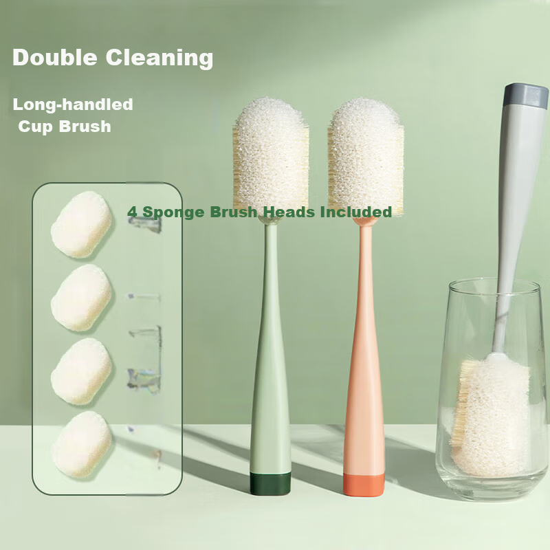 LYNN Cup Brush Bottle Brush Long Handle Cup Cleaning Tool, Replaceable Brush Hea...