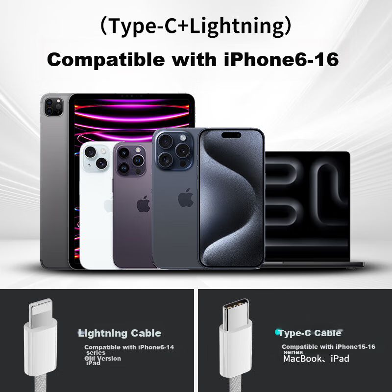 OKSJ Apple Charging Cable, Dual Type-C, One-To Data Cable, Two-In 60W+27W [Upgra...