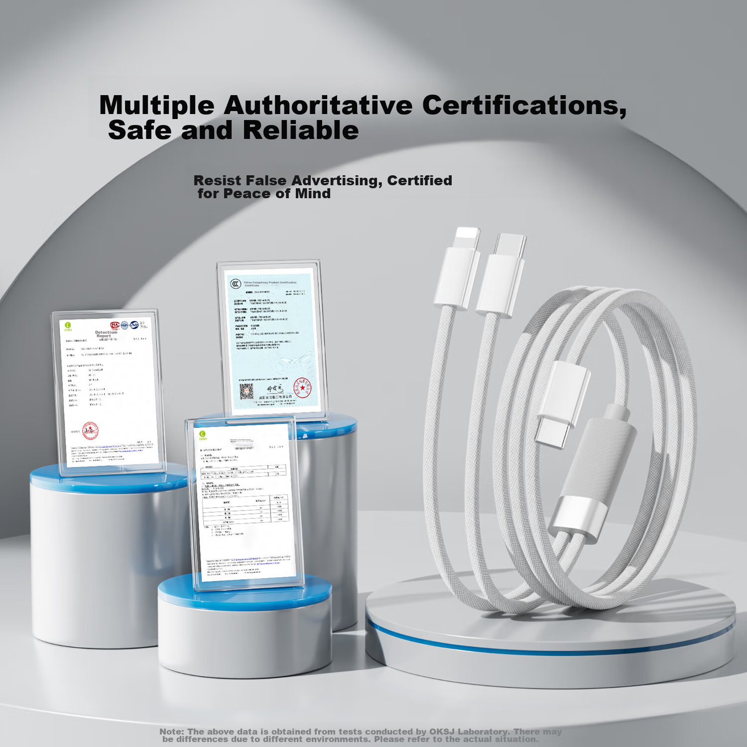 OKSJ Apple Charging Cable, Dual Type-C, One-To Data Cable, Two-In 60W+27W [Upgra...