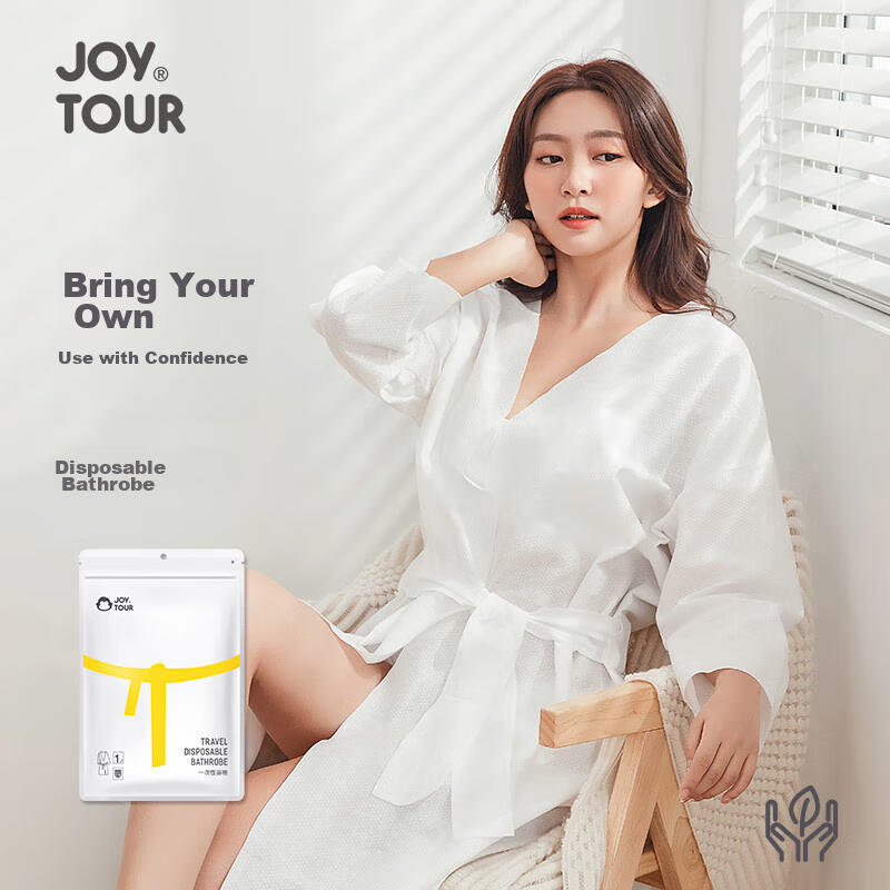 JOYTOUR Disposable Bathrobe, Cotton Washless Pajamas, Unisex Travel Hotel Sauna...