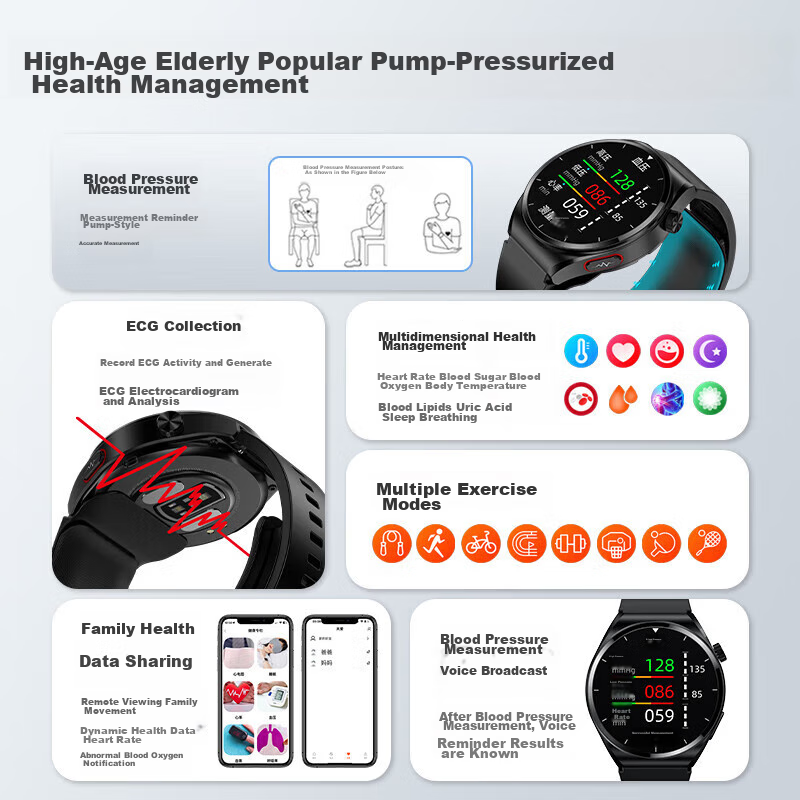 KPEP [Medical Flagship] High-Precision Airbag Blood Pressure Watch, Evaluates Ur...