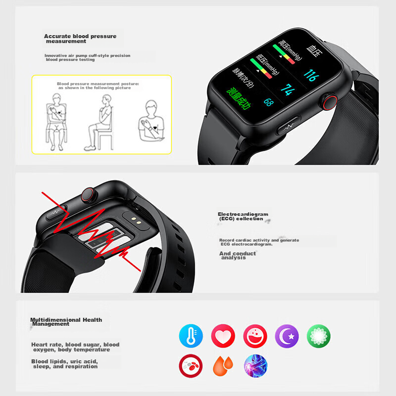 KPEP [Medical Flagship] High-Precision Airbag Blood Pressure Watch, Evaluates Ur...