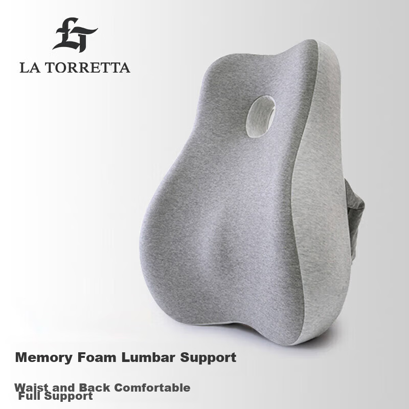 La Torretta Memory Foam Lumbar Support, Office Back Cushion, Waist Pillow, Car S...