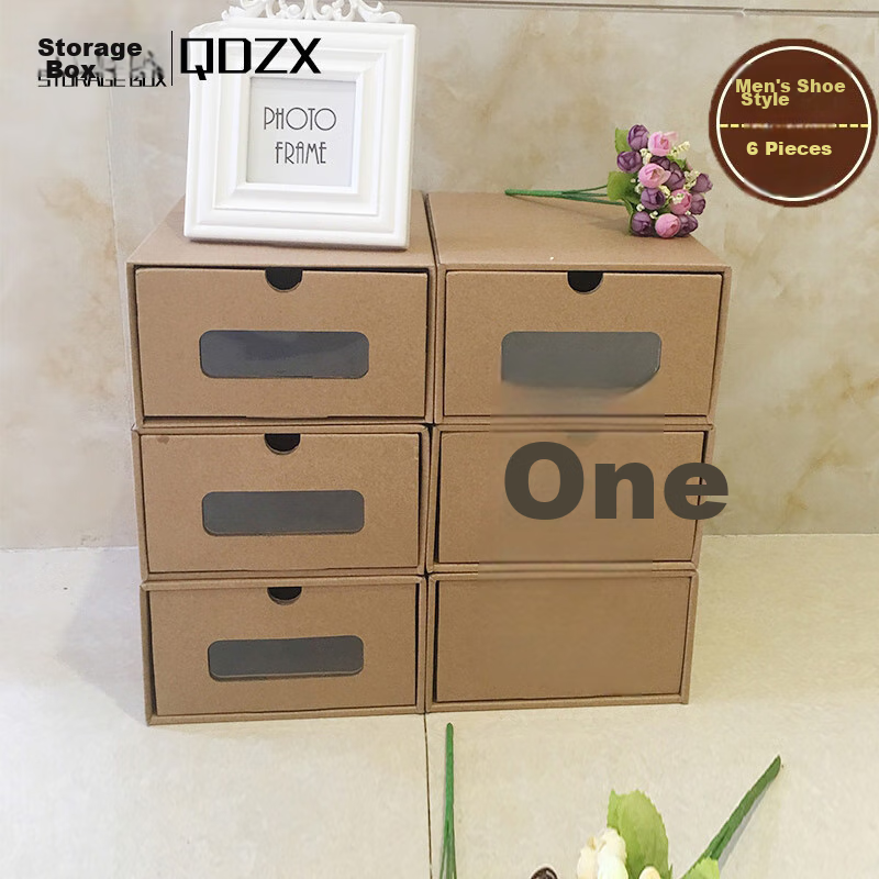 QDZX Men's Shoes, Style A, 6-Pack, Shoe Box, Shoe Cabinet, Transparent Drawer-St...