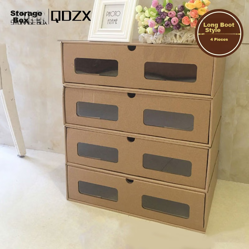 QDZX Long Boots, Size 1, 4-Pack, Shoe Box, Shoe Cabinet, Transparent Drawer-Styl...