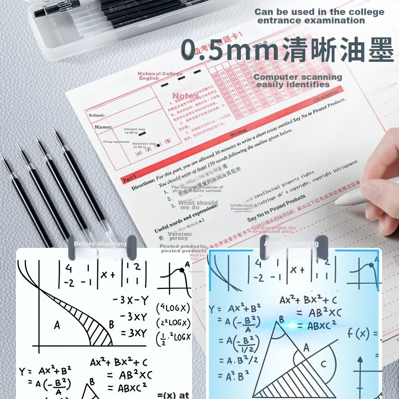 Lopet Retractable Gel Pen Refill, 0.5mm, Black, ST Pen Refill, Quick-Drying, Uni...