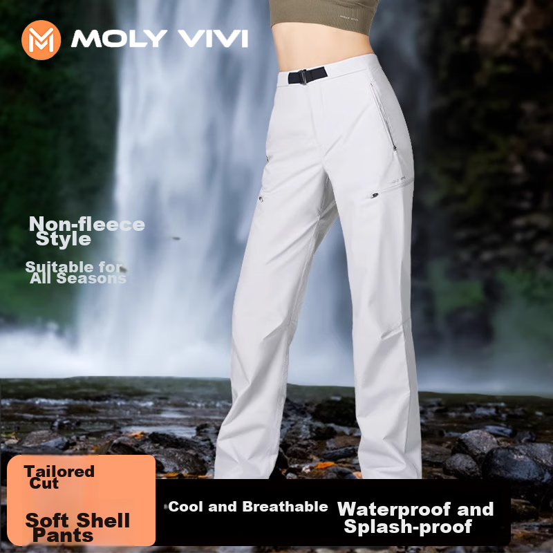 MOLY VIVI Women's Soft Shell Pants, Summer Lightweight, Windproof, Rainproof, Ou...