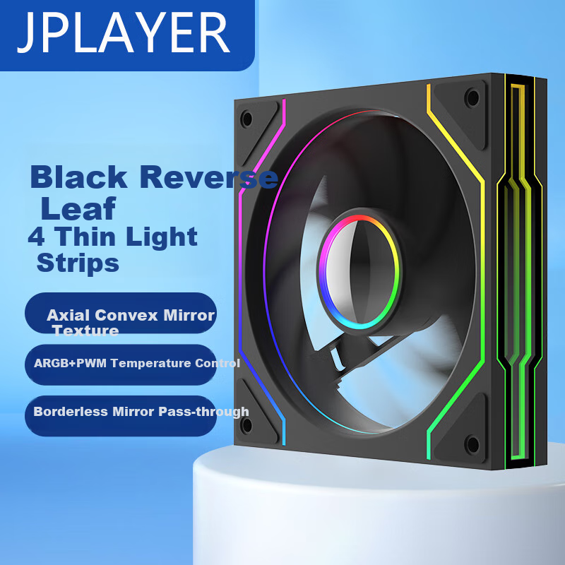 JPLAYER Ziyi Co-Branded Prism 4 Pro PLUS Case Fan, 12cm Black Anti-Leaf ARGB Syn...