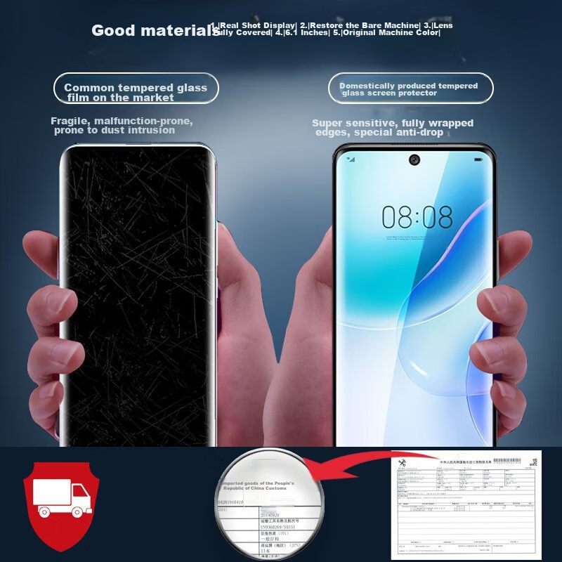 KOOLIFE Tempered Glass Screen Protector for Huawei Nova 8, Honor 50/V40 Light Lu...