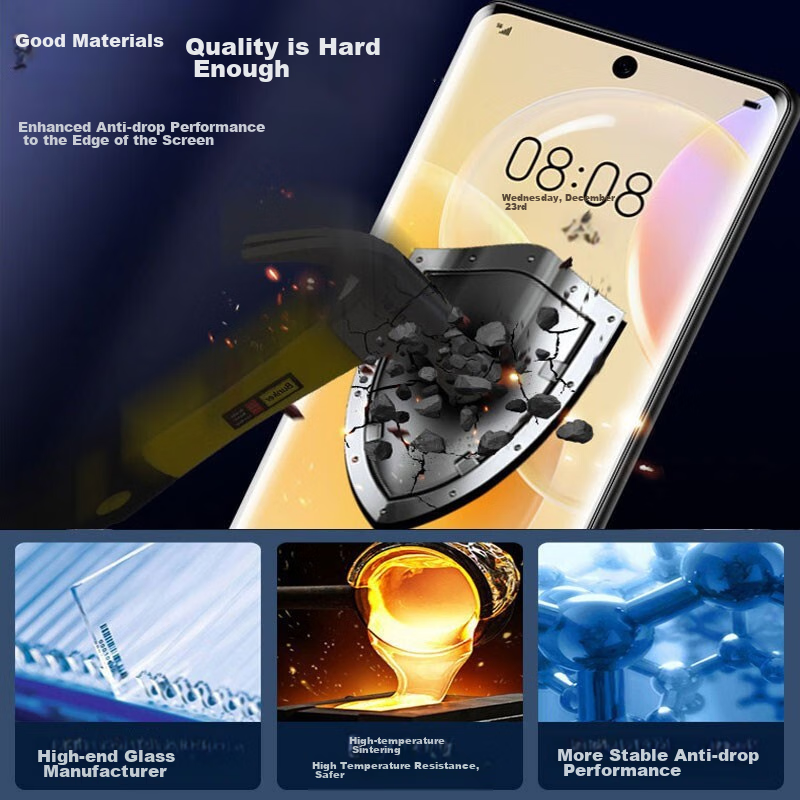 KOOLIFE Tempered Glass Screen Protector for Huawei Nova 8, Honor 50/V40 Light Lu...