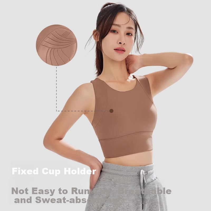 NEVER ME Women's Sports Bra Yoga Tank Top Fitness Running Shockproof Anti-saggin...