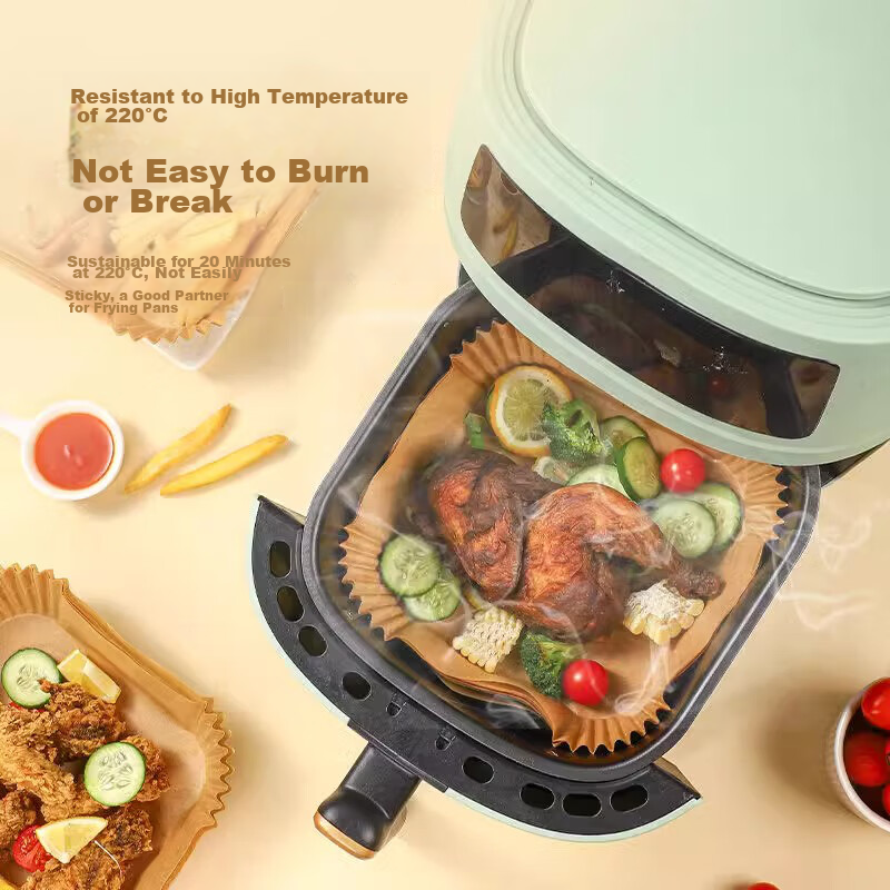 SHUANG YU Air Fryer Paper Trays, Square, 100 Pieces, Disposable, Silicone Oil Pa...