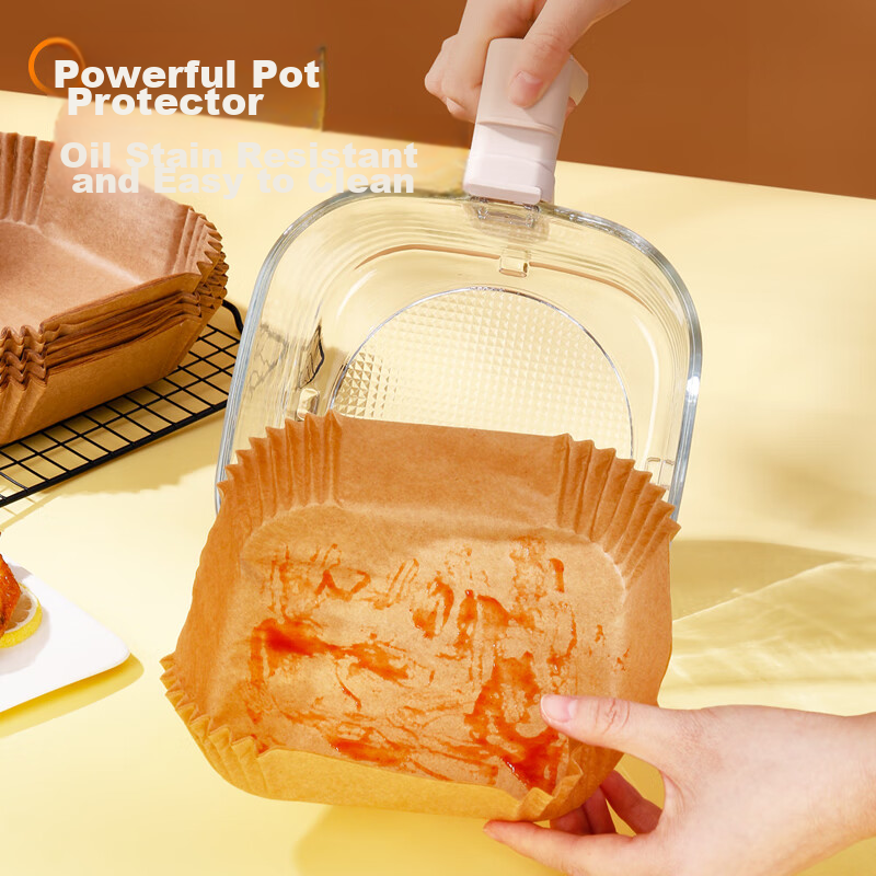 SHUANG YU Air Fryer Paper Trays, Square, 100 Pieces, Disposable, Silicone Oil Pa...