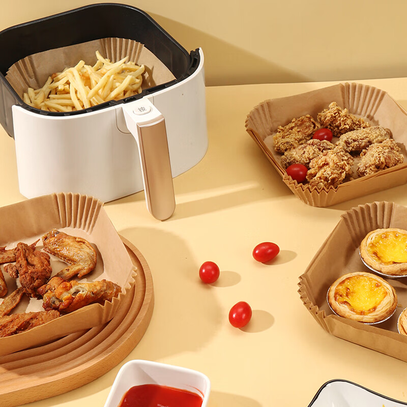 SHUANG YU Air Fryer Paper Trays, Square, 100 Pieces, Disposable, Silicone Oil Pa...