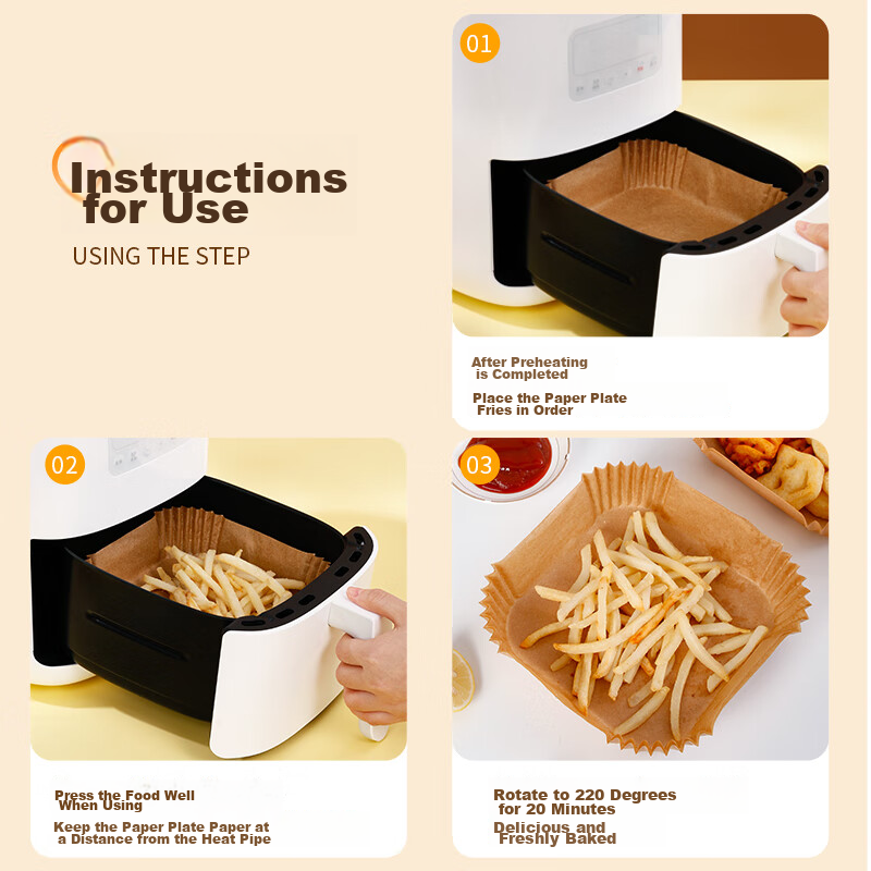 SHUANG YU Air Fryer Paper Trays, Square, 100 Pieces, Disposable, Silicone Oil Pa...