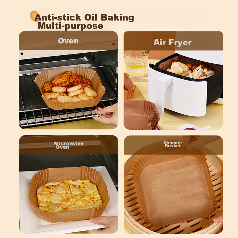 SHUANG YU Air Fryer Paper Trays, Square, 100 Pieces, Disposable, Silicone Oil Pa...