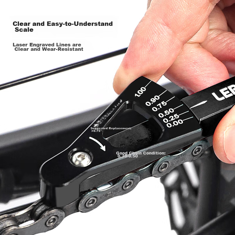LeBycle Mountain And Road Bicycle Chain Measuring Ruler, Wear Indicator, Chain S...