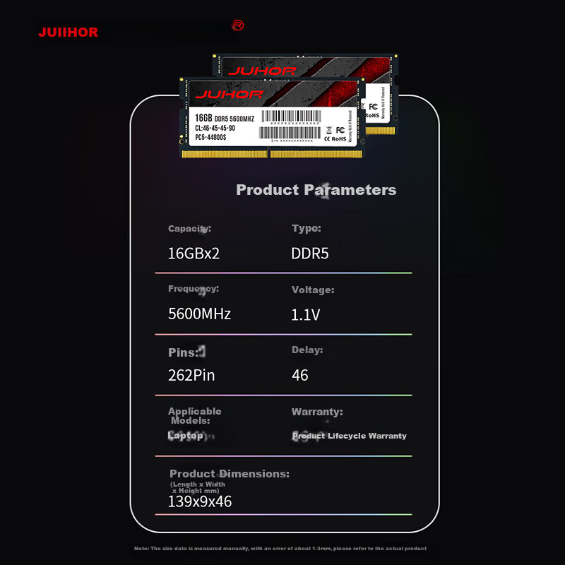 JUHOR 32GB (16GBx2) DDR5 5600 Laptop Memory Kit, AI Boost