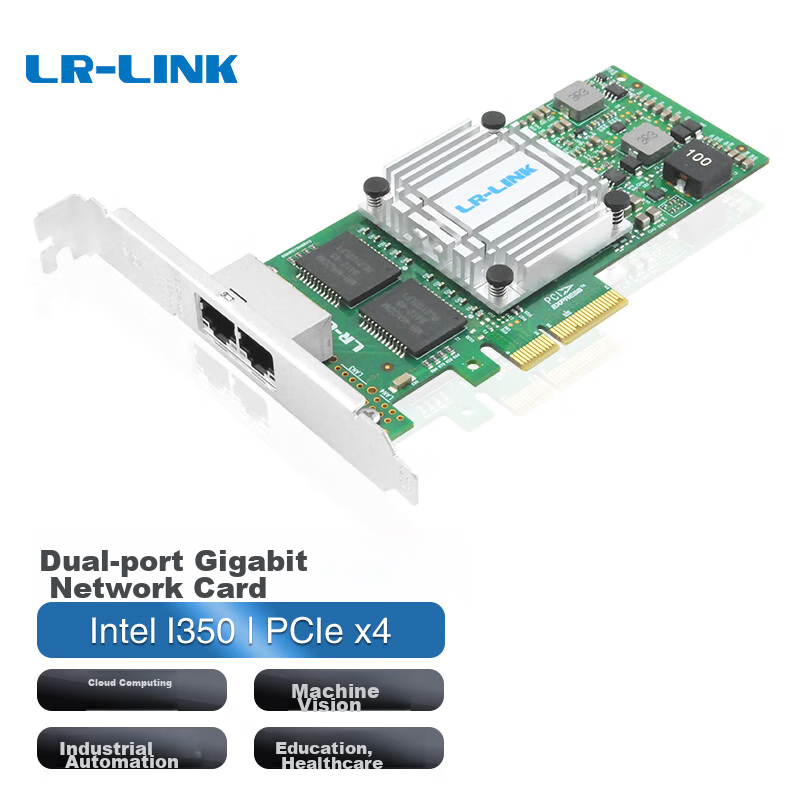 LR-LINK Lianrui LREC9712HT PCIEx4 Gigabit Dual-Port Network Card, I350-T2 Chip,...