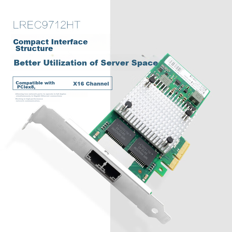 LR-LINK Lianrui LREC9712HT PCIEx4 Gigabit Dual-Port Network Card, I350-T2 Chip,...