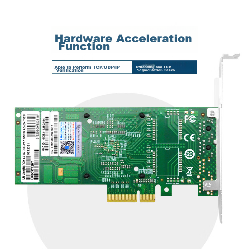LR-LINK Lianrui LREC9712HT PCIEx4 Gigabit Dual-Port Network Card, I350-T2 Chip,...