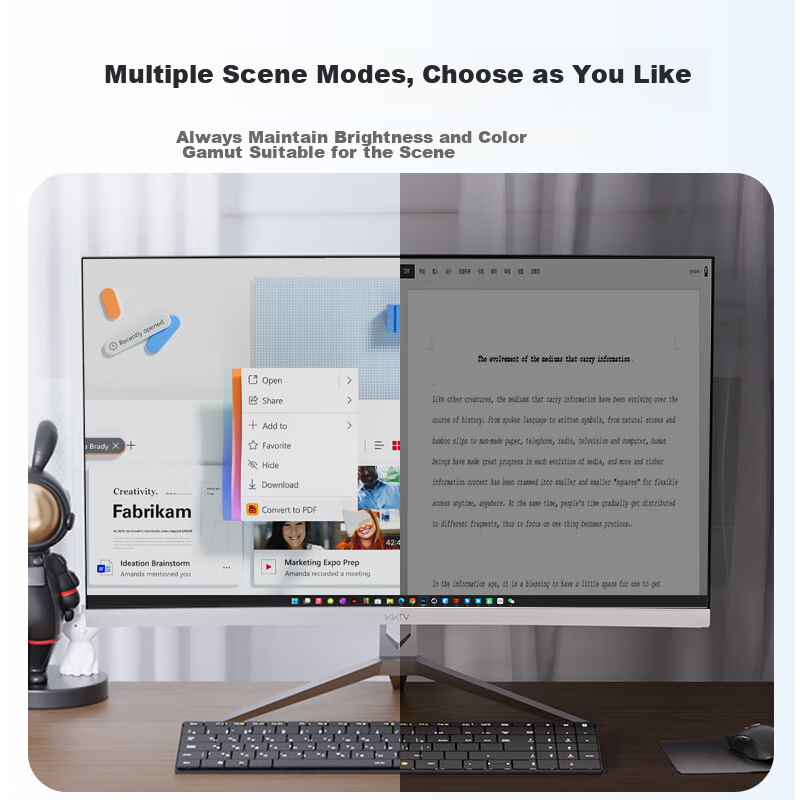 KKTV 27-Inch Monitor, High-Definition Curved Gaming Display, Portable Computer L...