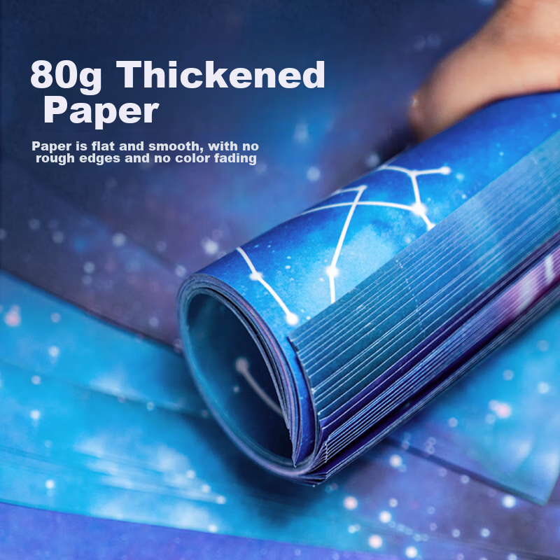 NVV Starry Sky Origami, 80g Thickened, 50 Sheets, 15*15cm, Paper Crane, Colored...